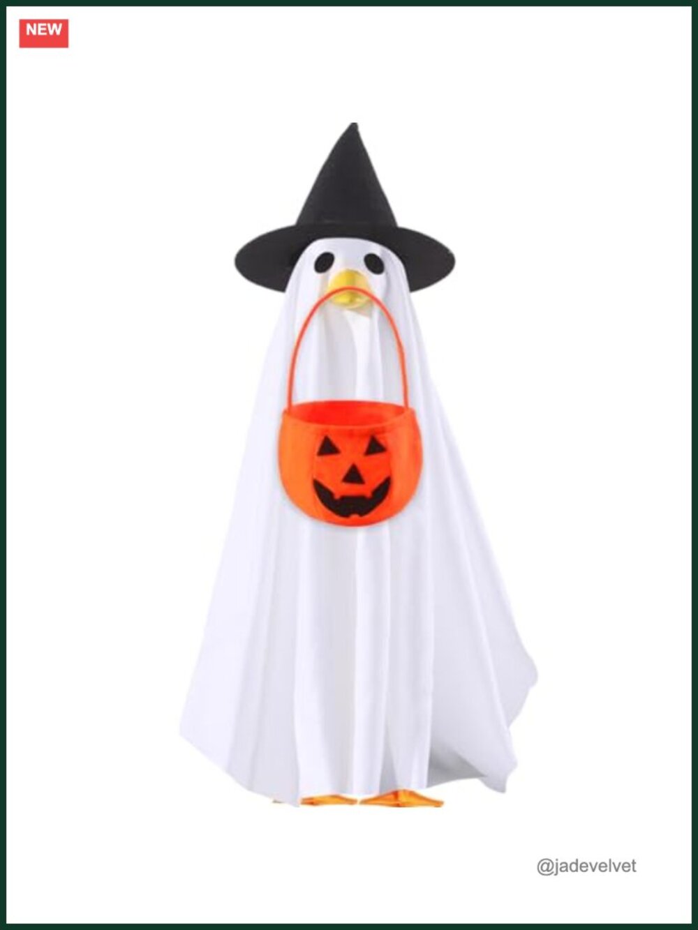 Halloween Goose Outfit Ghost Cape Witch Hat Pumpkin Bag for Porch Lawn, Fits